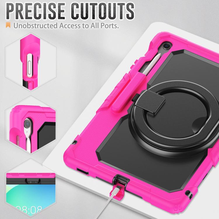 For Samsung Galaxy Tab S10 FE+ D Type Silicone Hybrid PC Tablet Case with Handle Holder