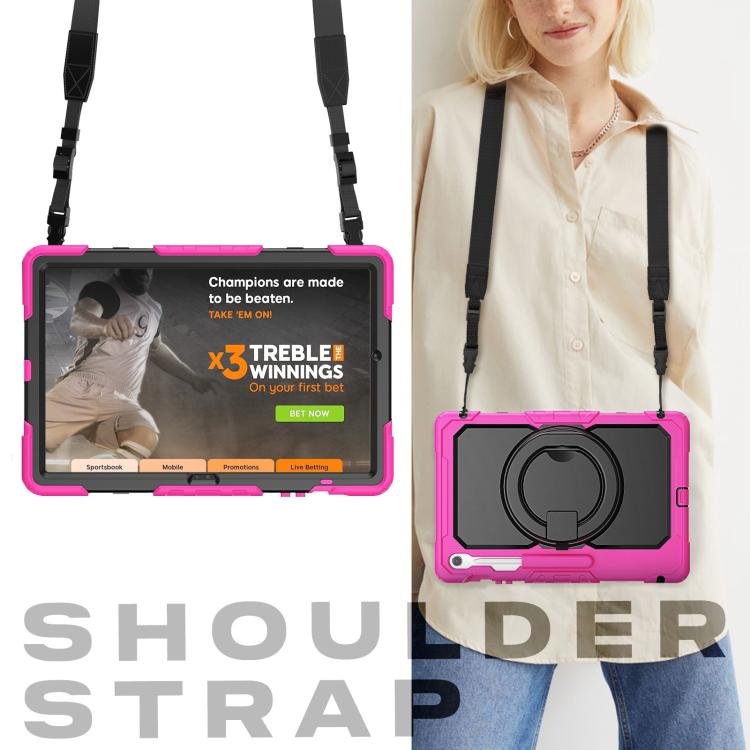 For Samsung Galaxy Tab S10 FE+ D Type Silicone Hybrid PC Tablet Case with Handle Holder
