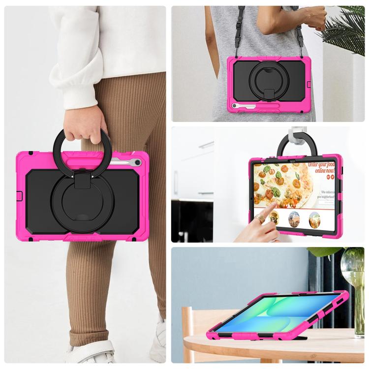 For Samsung Galaxy Tab S10 FE+ D Type Silicone Hybrid PC Tablet Case with Handle Holder