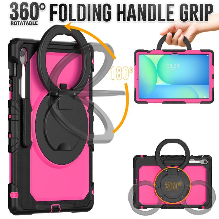 For Samsung Galaxy Tab S10 FE+ D Type Silicone Hybrid PC Tablet Case with Handle Holder