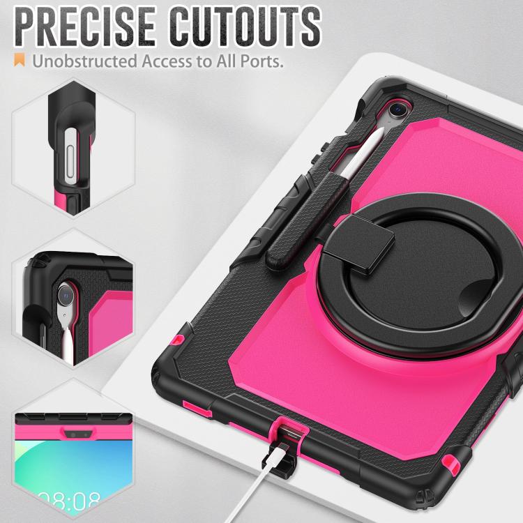 For Samsung Galaxy Tab S10 FE+ D Type Silicone Hybrid PC Tablet Case with Handle Holder