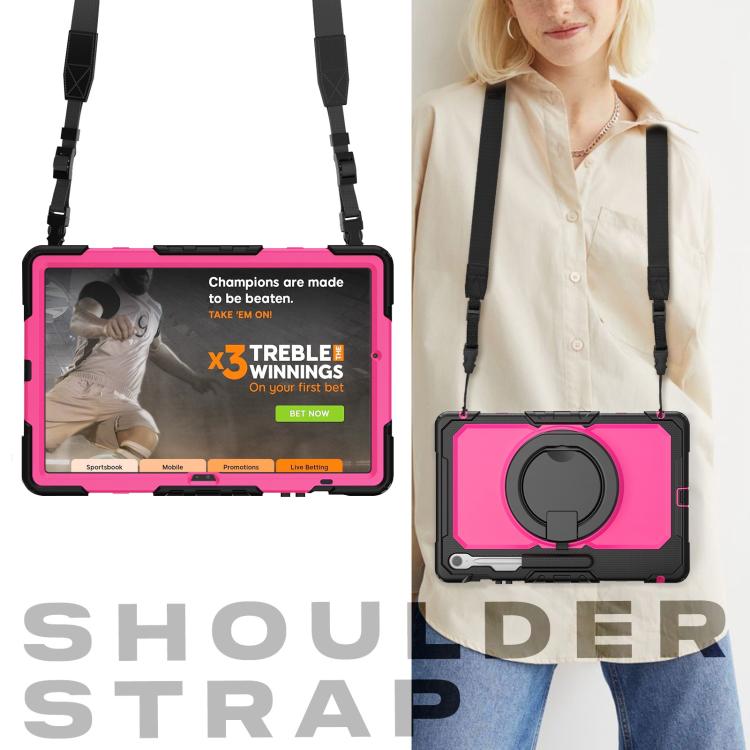 For Samsung Galaxy Tab S10 FE+ D Type Silicone Hybrid PC Tablet Case with Handle Holder