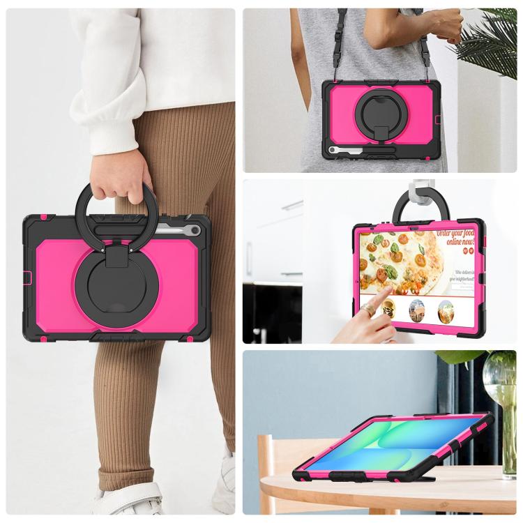 For Samsung Galaxy Tab S10 FE+ D Type Silicone Hybrid PC Tablet Case with Handle Holder