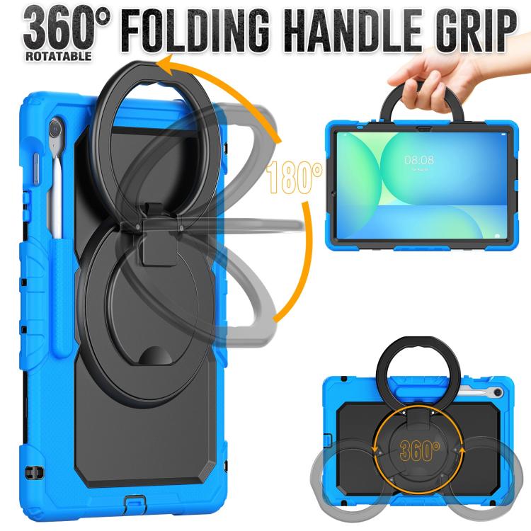 For Samsung Galaxy Tab S10 FE+ D Type Silicone Hybrid PC Tablet Case with Handle Holder