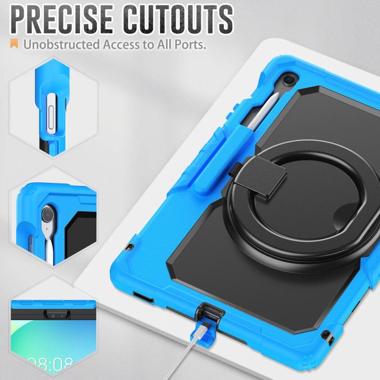 For Samsung Galaxy Tab S10 FE+ D Type Silicone Hybrid PC Tablet Case with Handle Holder