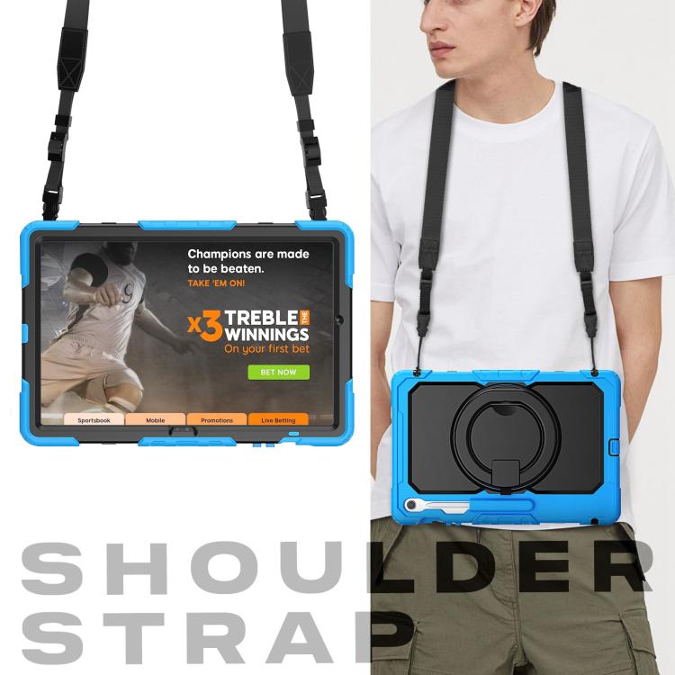 For Samsung Galaxy Tab S10 FE+ D Type Silicone Hybrid PC Tablet Case with Handle Holder