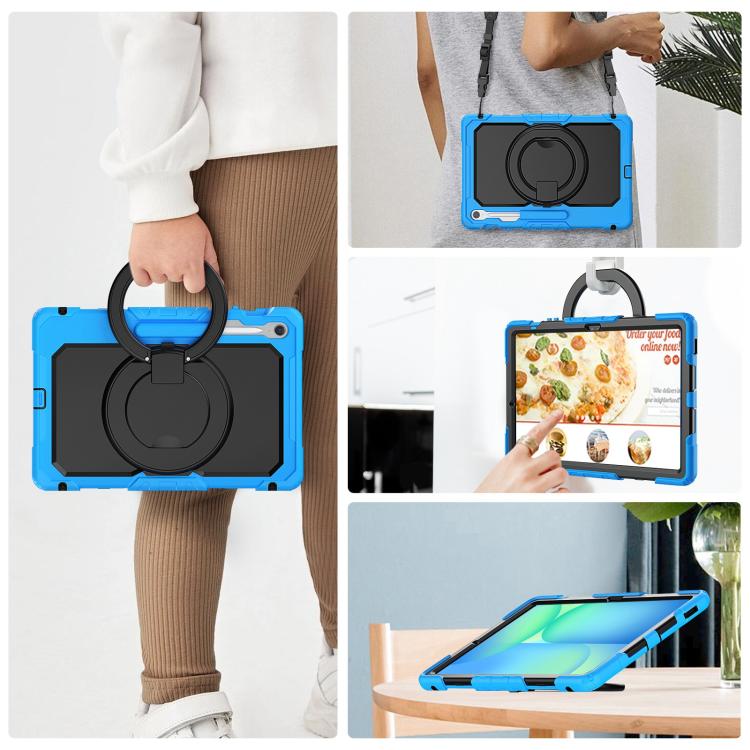 For Samsung Galaxy Tab S10 FE+ D Type Silicone Hybrid PC Tablet Case with Handle Holder