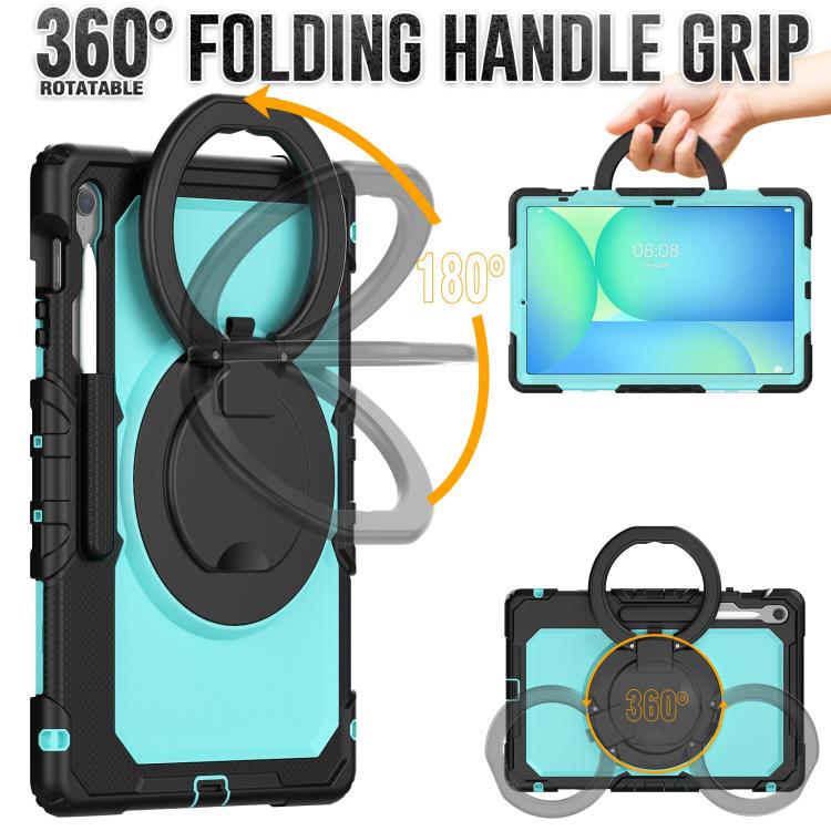 For Samsung Galaxy Tab S10 FE+ D Type Silicone Hybrid PC Tablet Case with Handle Holder