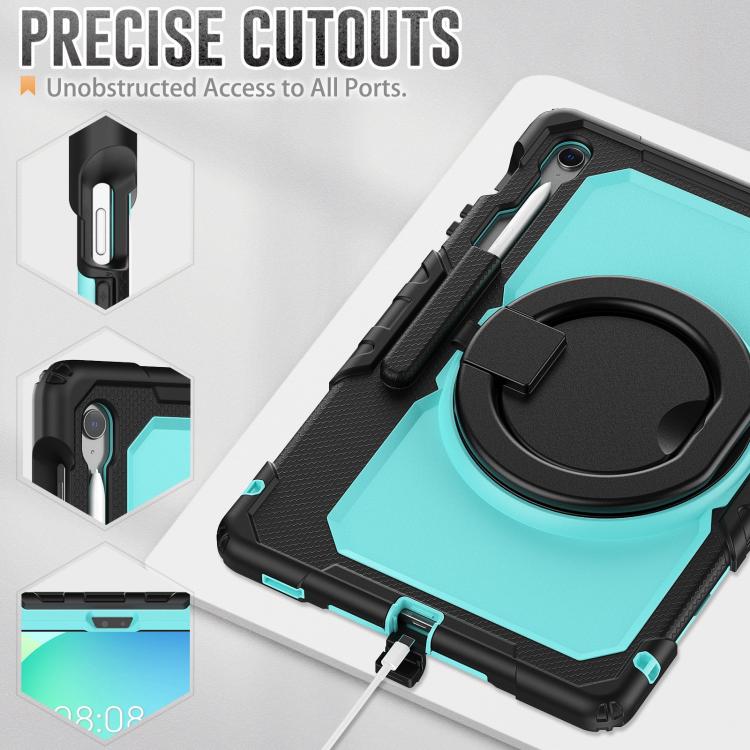 For Samsung Galaxy Tab S10 FE+ D Type Silicone Hybrid PC Tablet Case with Handle Holder