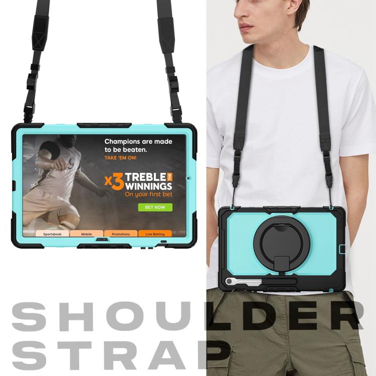 For Samsung Galaxy Tab S10 FE+ D Type Silicone Hybrid PC Tablet Case with Handle Holder