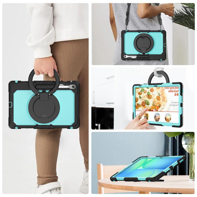 For Samsung Galaxy Tab S10 FE+ D Type Silicone Hybrid PC Tablet Case with Handle Holder