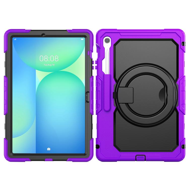 For Samsung Galaxy Tab S10 FE+ D Type Silicone Hybrid PC Tablet Case with Handle Holder