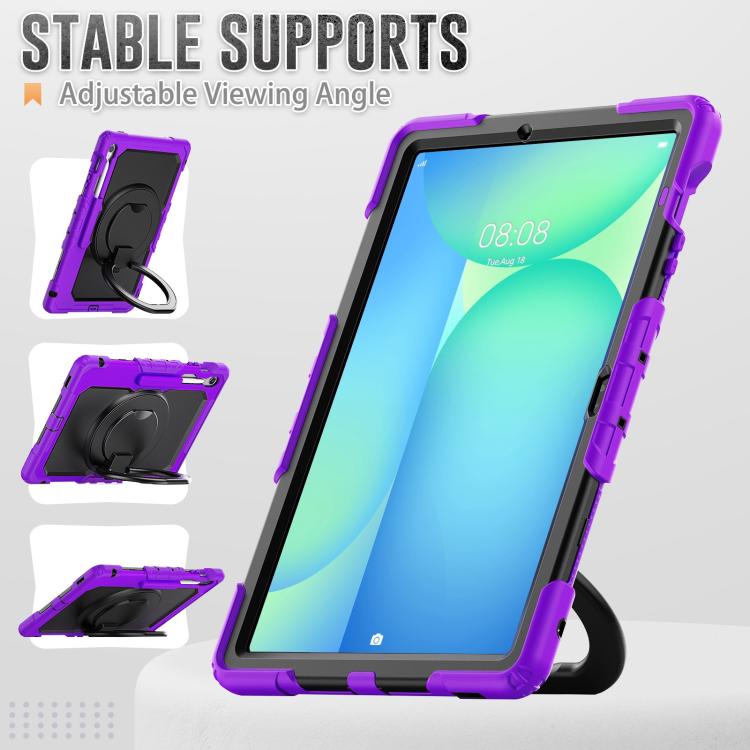For Samsung Galaxy Tab S10 FE+ D Type Silicone Hybrid PC Tablet Case with Handle Holder
