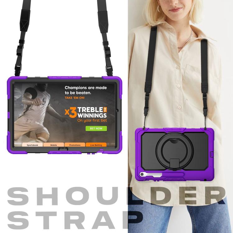 For Samsung Galaxy Tab S10 FE+ D Type Silicone Hybrid PC Tablet Case with Handle Holder