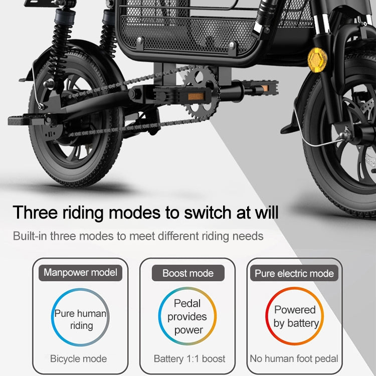 Adiman Folding Electric Bicycle Mini Adult Scooter Three Seats Electromobile With 8A Lithium Battery