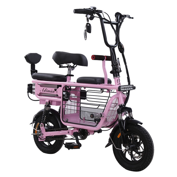 Adiman Folding Electric Bicycle Mini Adult Scooter Three Seats Electromobile With 8A Lithium Battery