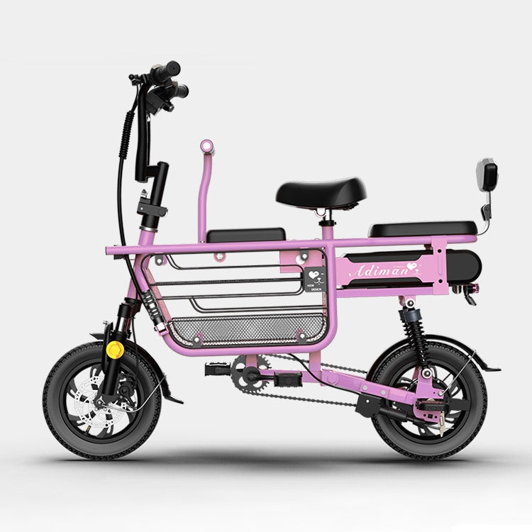 Adiman Folding Electric Bicycle Mini Adult Scooter Three Seats Electromobile With 8A Lithium Battery