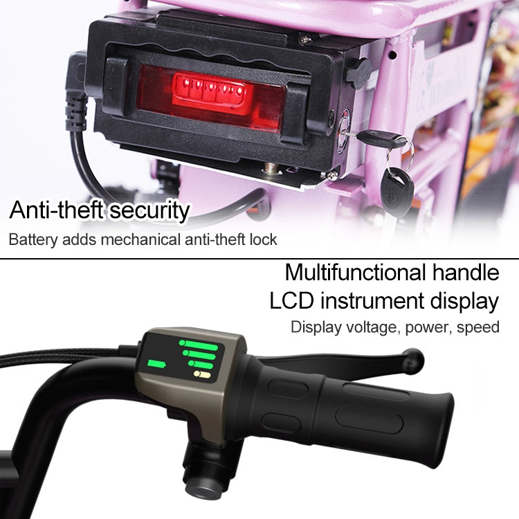 Adiman Folding Electric Bicycle Mini Adult Scooter Three Seats Electromobile With 11A Lithium Battery