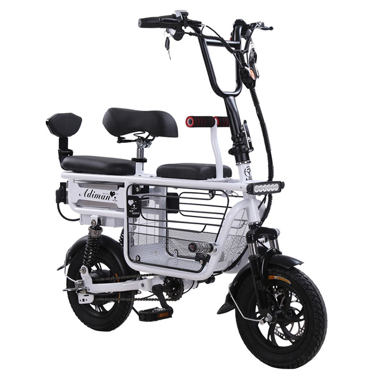 Adiman Folding Electric Bicycle Mini Adult Scooter Three Seats Electromobile With 15A Lithium Battery
