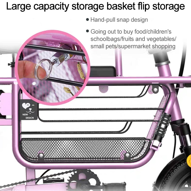 Adiman Folding Electric Bicycle Mini Adult Scooter Three Seats Electromobile With 20A Lithium Battery