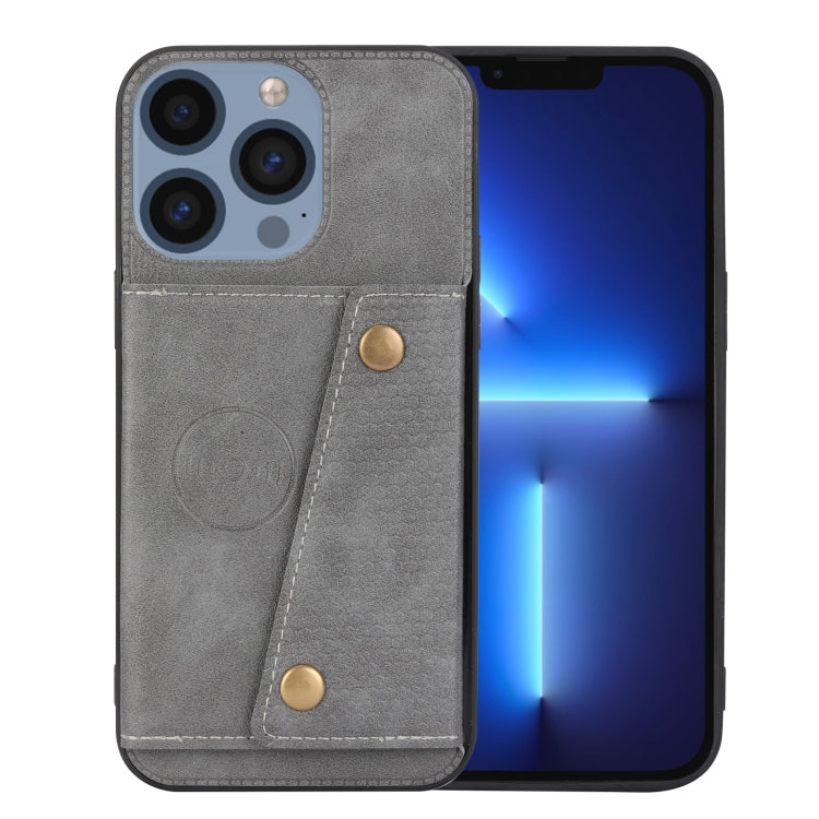 For iPhone 16 Pro Max Double Buckle Card Slots PU + TPU Phone Case