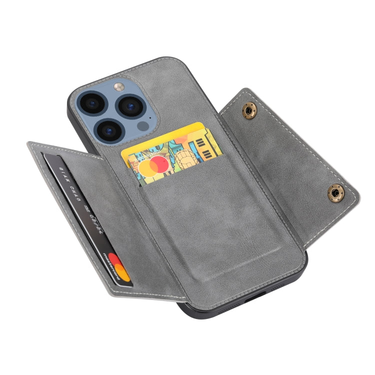 For iPhone 16 Pro Max Double Buckle Card Slots PU + TPU Phone Case