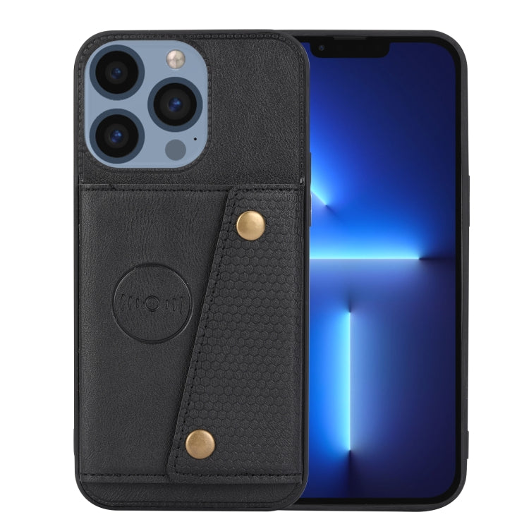 For iPhone 16 Pro Max Double Buckle Card Slots PU + TPU Phone Case