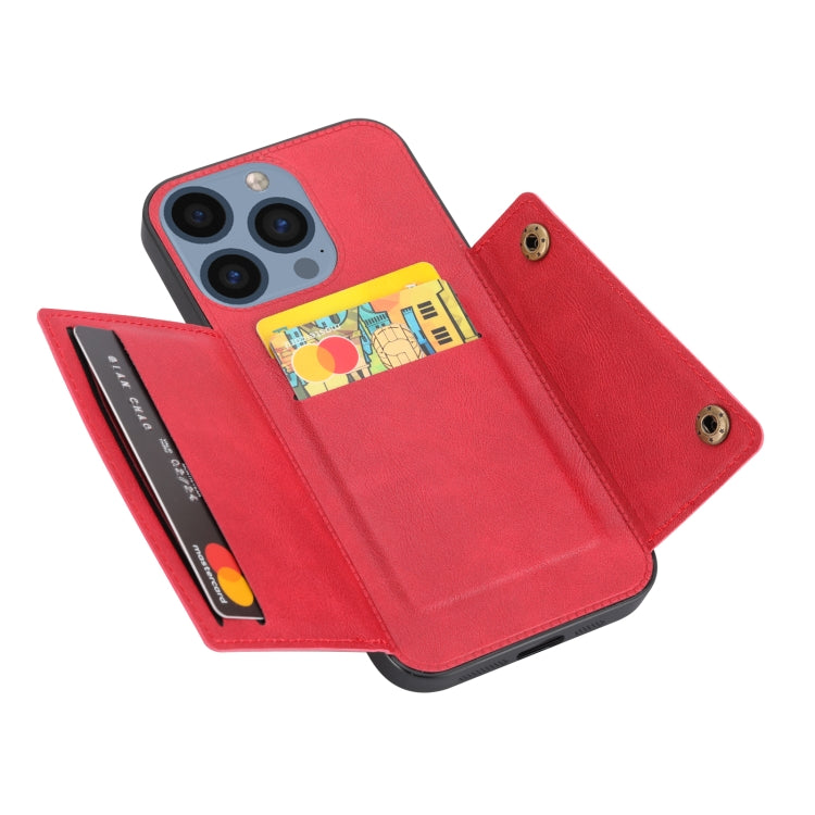 For iPhone 16 Pro Double Buckle Card Slots PU + TPU Phone Case