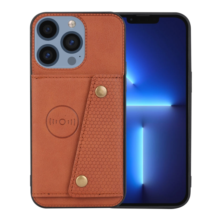 For iPhone 16 Pro Double Buckle Card Slots PU + TPU Phone Case