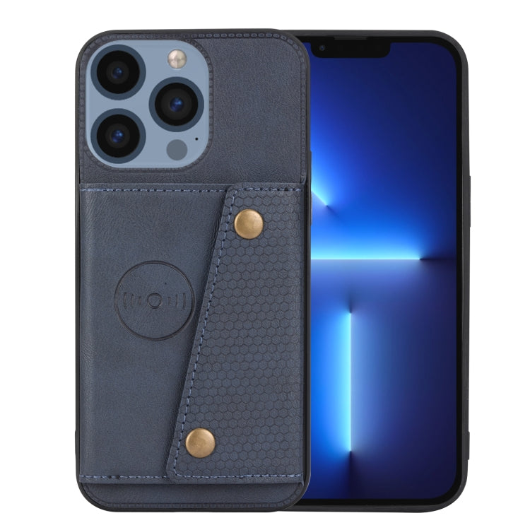 For iPhone 16 Pro Double Buckle Card Slots PU + TPU Phone Case