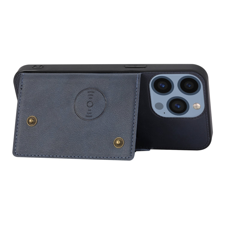 For iPhone 16 Pro Double Buckle Card Slots PU + TPU Phone Case
