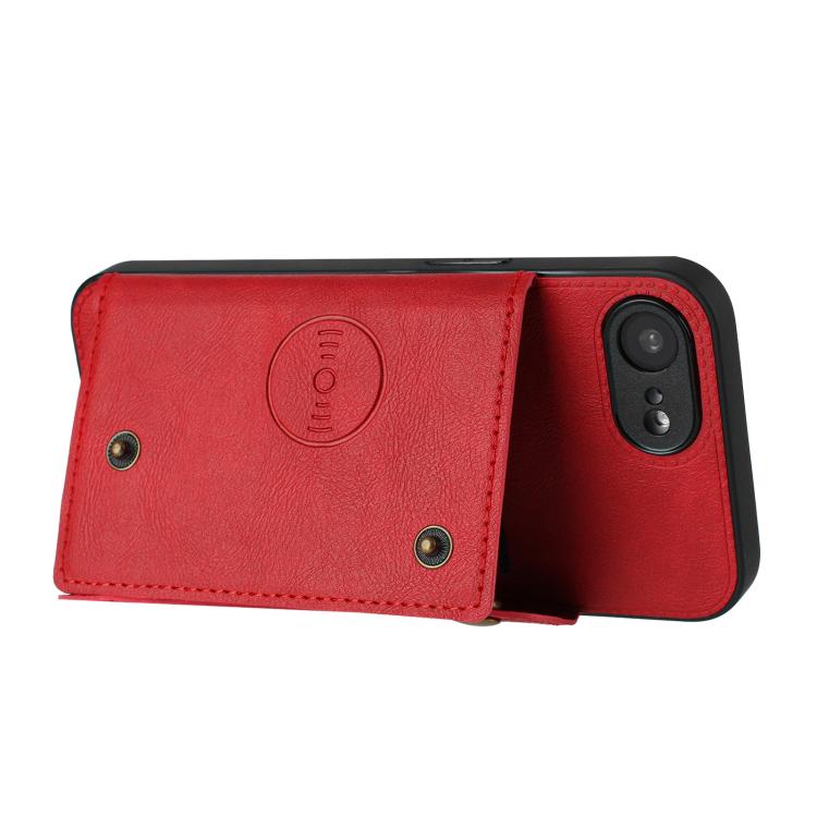 For iPhone 17e / 16e Double Buckle Card Slots PU + TPU Phone Case