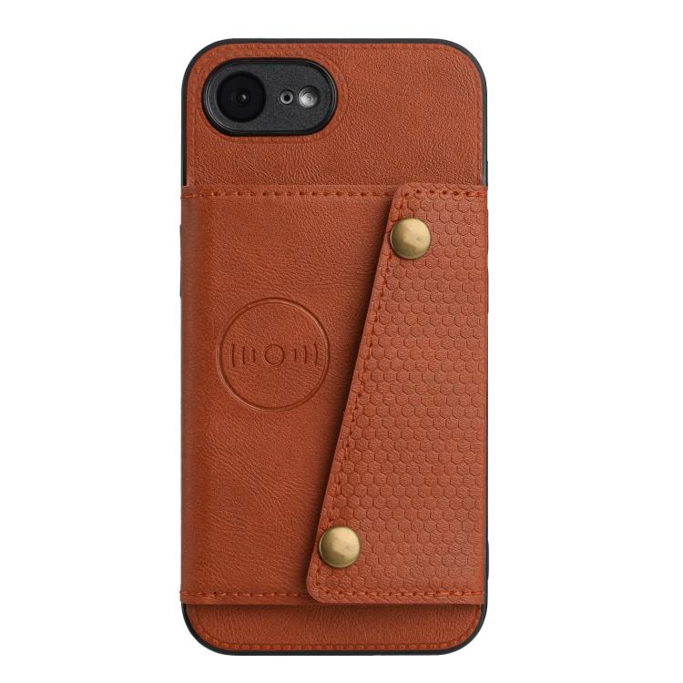 For iPhone 17e / 16e Double Buckle Card Slots PU + TPU Phone Case