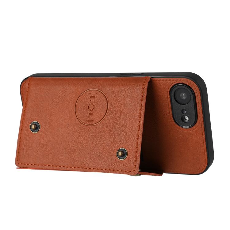 For iPhone 17e / 16e Double Buckle Card Slots PU + TPU Phone Case
