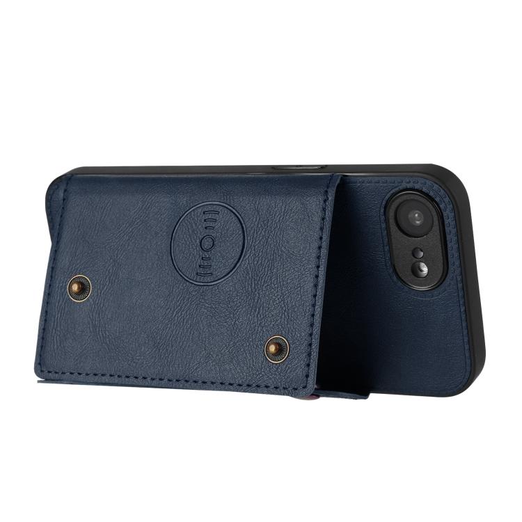 For iPhone 17e / 16e Double Buckle Card Slots PU + TPU Phone Case
