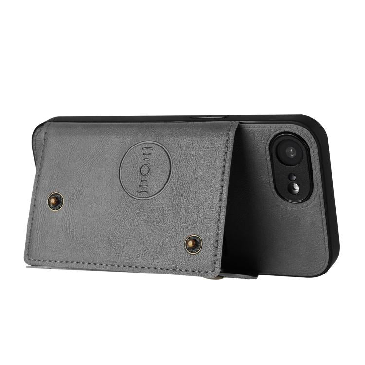 For iPhone 17e / 16e Double Buckle Card Slots PU + TPU Phone Case