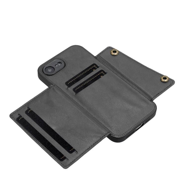 For iPhone 17e / 16e Double Buckle Card Slots PU + TPU Phone Case