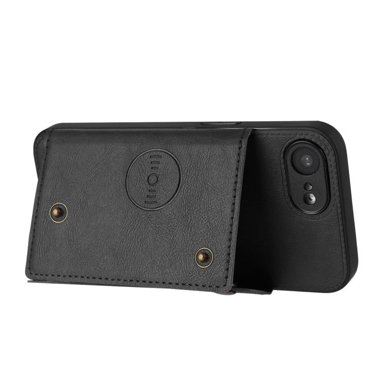 For iPhone 17e / 16e Double Buckle Card Slots PU + TPU Phone Case