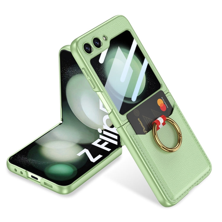 For Samsung Galaxy Z Flip5 GKK Integrated Plain Card Bag Phone Case with Ring Holder