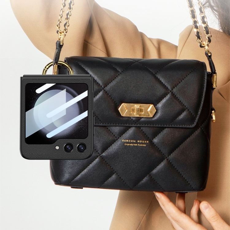 For Samsung Galaxy Z Flip5 GKK Integrated Plain Card Bag Phone Case with Ring Holder