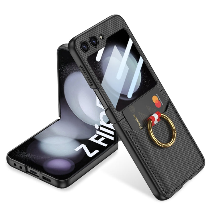 For Samsung Galaxy Z Flip5 GKK Integrated Plain Card Bag Phone Case with Ring Holder
