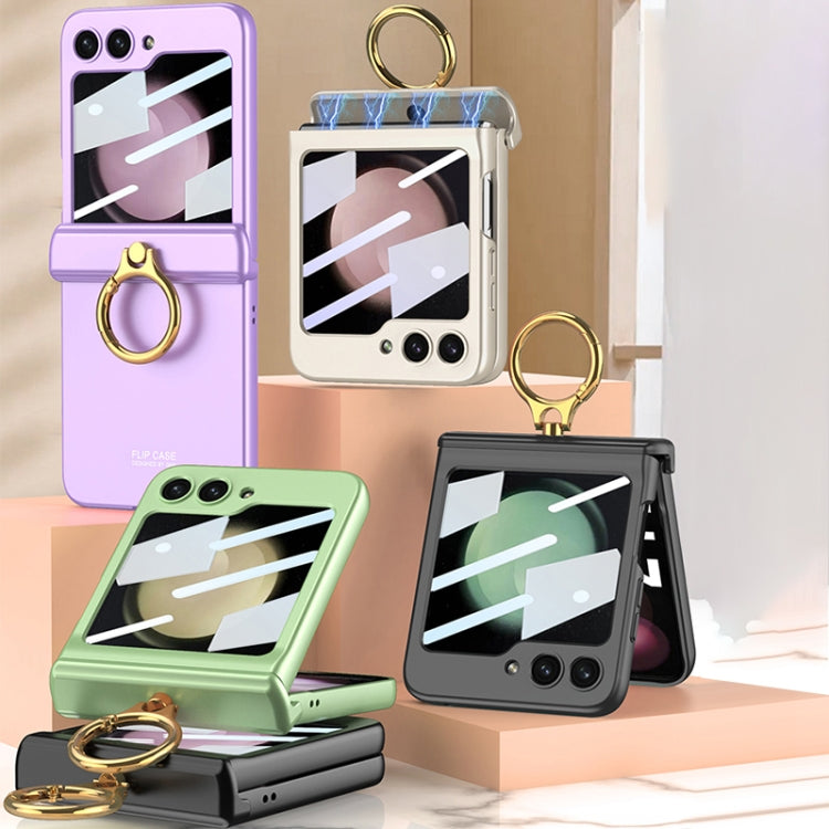 For Samsung Galaxy Z Flip5 GKK Integrated Magnetic Hinge Phone Case with Ring Holder