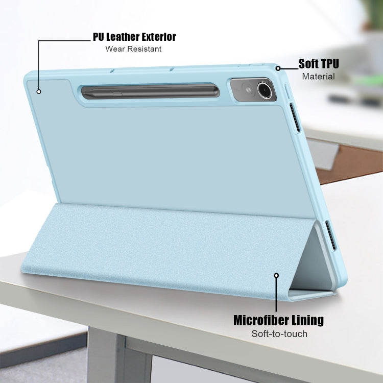 For Lenovo Tab P12 12.7 2023 3-folding TPU Smart Leather Tablet Case