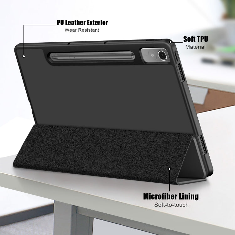 For Lenovo Tab P12 12.7 2023 3-folding TPU Smart Leather Tablet Case