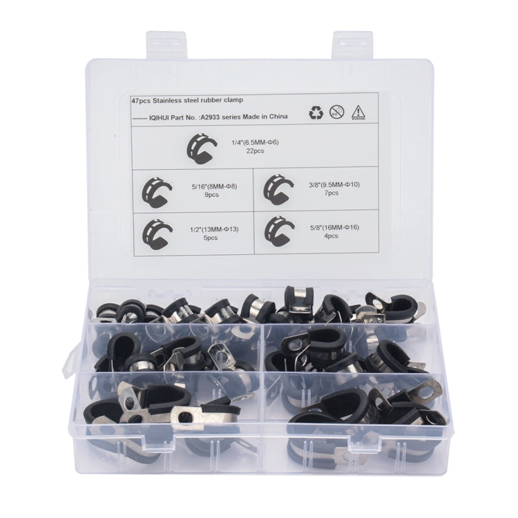 47 PCS Car Rubber Cushion Pipe Clamps Stainless Steel Clamps