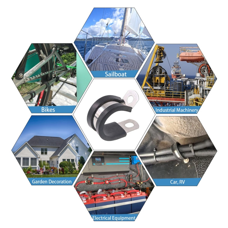 47 PCS Car Rubber Cushion Pipe Clamps Stainless Steel Clamps