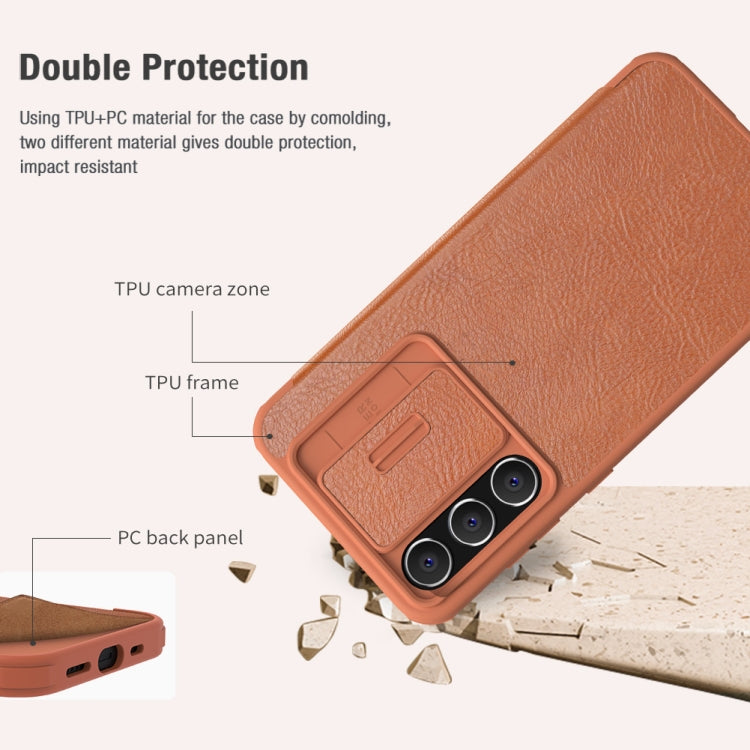 For Samsung Galaxy S23 FE 5G NILLKIN QIN Series Pro Sliding Camera Cover Design Leather Phone Case