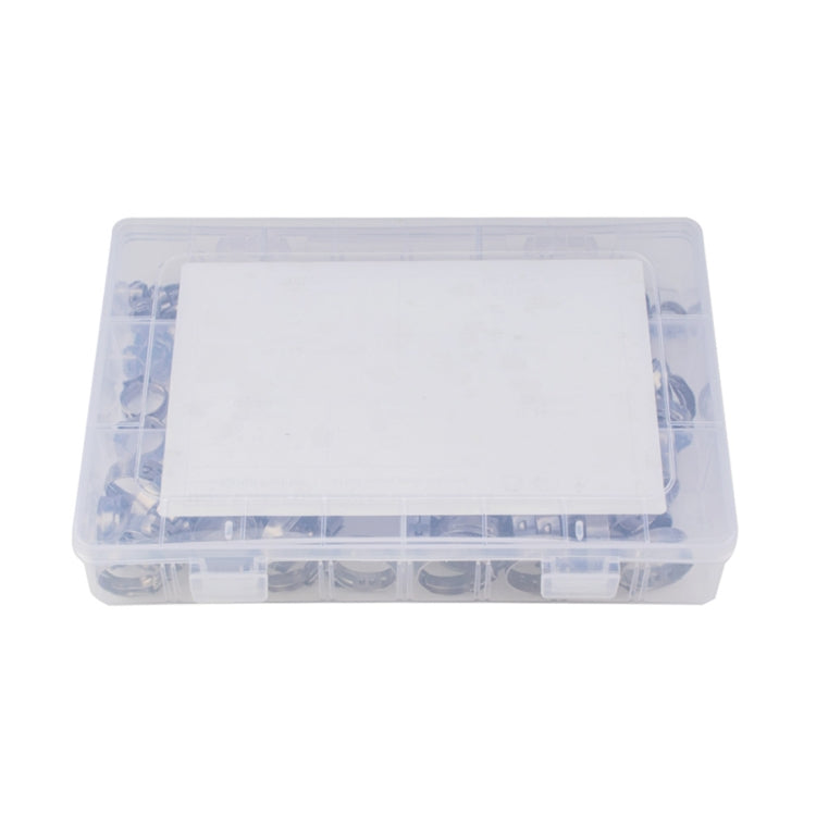 128 PCS Adjustable Single Ear Plus Stainless Steel Hydraulic Hose Clamps O-Clips Pipe Fuel Air Inside Diameter Range: 5.8-21mm