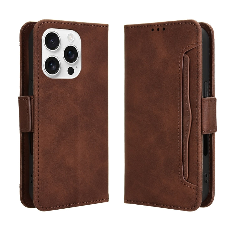 For iPhone 16 Pro Max Skin Feel Calf Texture Card Slots Leather Phone Case