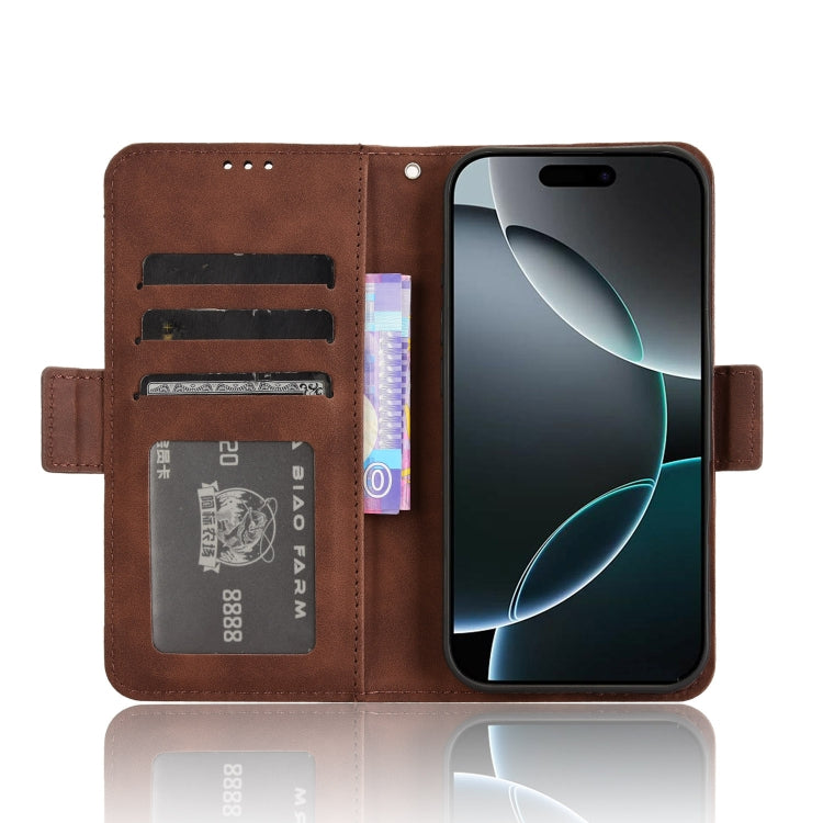 For iPhone 16 Pro Max Skin Feel Calf Texture Card Slots Leather Phone Case